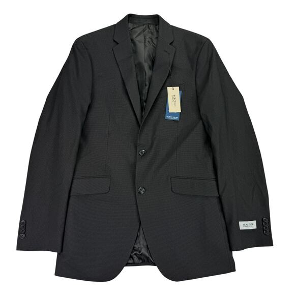 Kenneth Cole Mens Ready Flex Slim Fit Pin-Dot Suit Jacket Black 38L - Picture 1 of 5